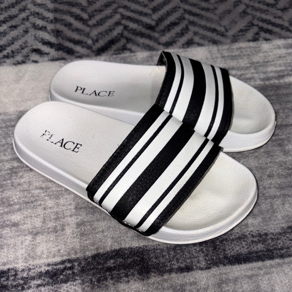 Place Black and White Kids Slide Sandals